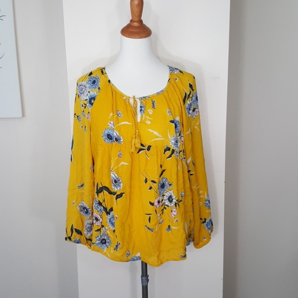old navy yellow floral top